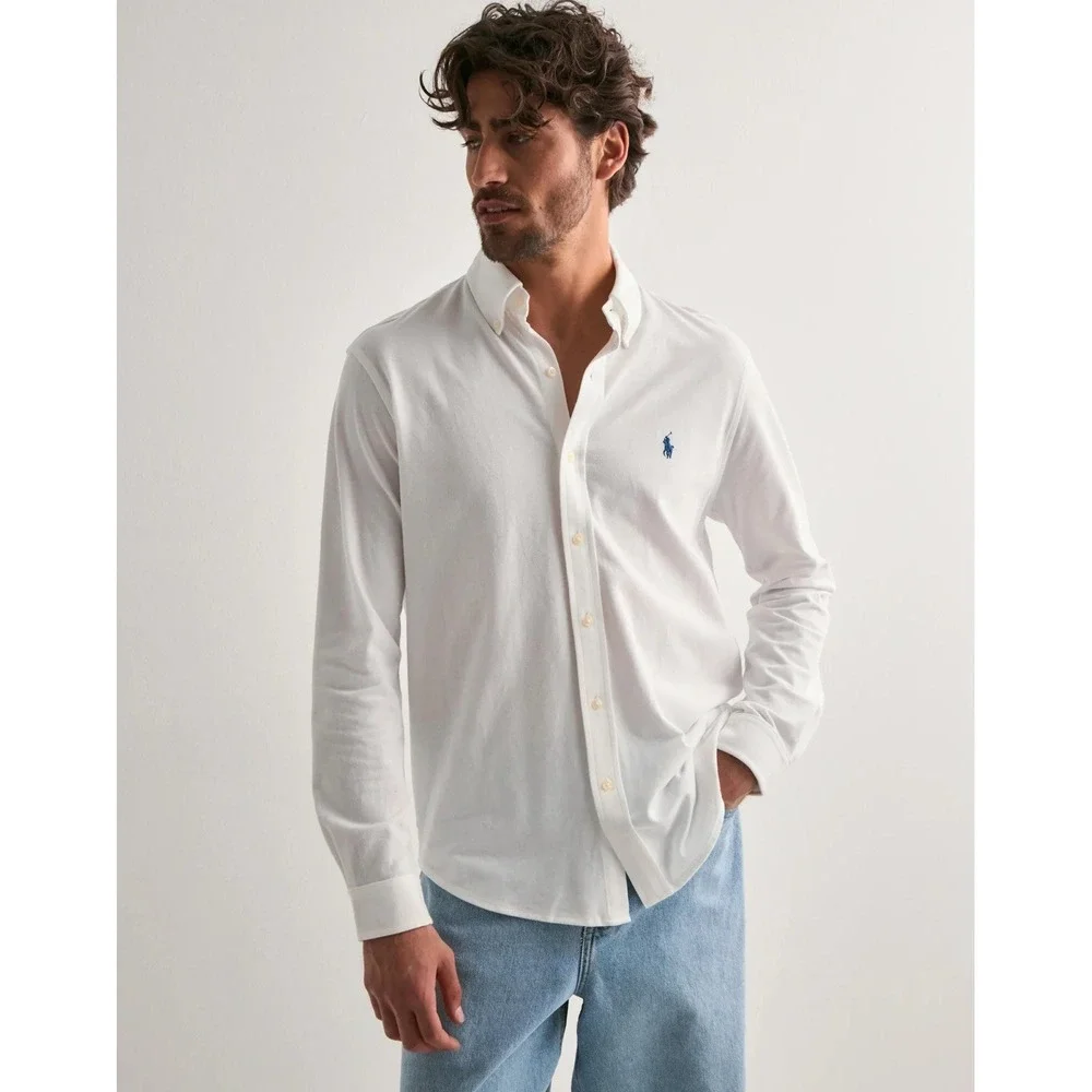 Polo Ralph Lauren Featherweight Mesh Shirt White Button Down Men's L Cotton